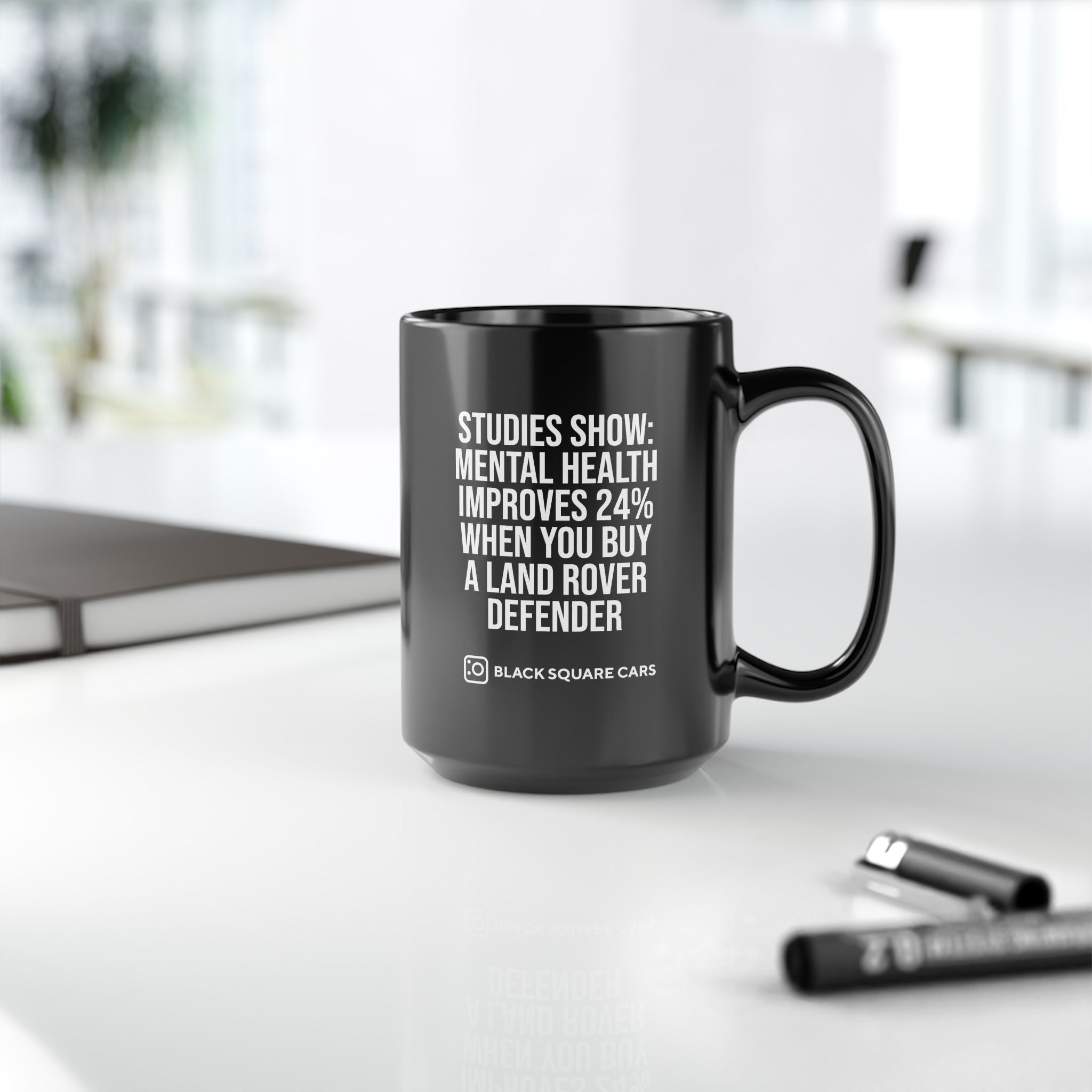 Black Square Cars Mug: Mental Health